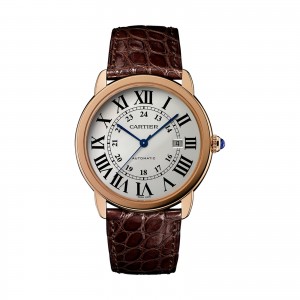 Ronde Solo de Cartier watch 42 mm 18K pink gold steel leather