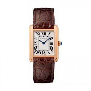 Tank Solo watch Small model steel Small model 18K pink gold and steel leather
