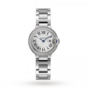 Ballon Bleu de Cartier watch 28 mm steel diamonds