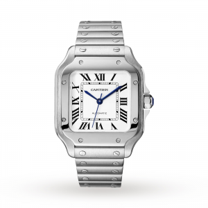 Santos de Cartier watch Medium model automatic steel interchangeable metal and leather bracelets
