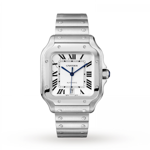 Santos de Cartier watch Large model automatic steel interchangeable metal and leather bracelets