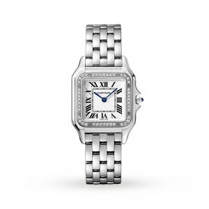 Panthère de Cartier watch Medium model steel diamonds