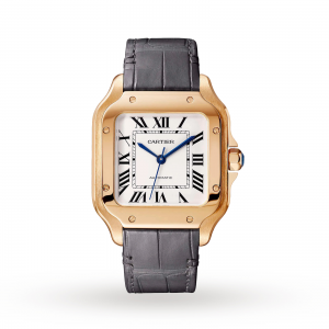 Santos de Cartier watch Medium model automatic rose gold 2 interchangeable leather bracelets