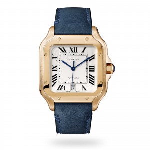 Santos de Cartier watch Large model automatic rose gold 2 interchangeable leather bracelets