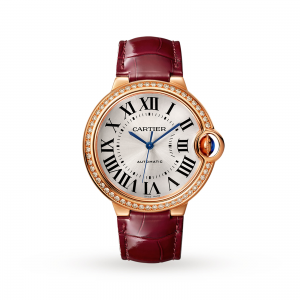 Ballon Bleu de Cartier watch 36 mm rose gold diamonds leather