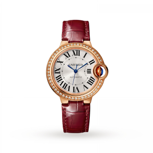 Ballon Bleu de Cartier watch 33 mm pink gold diamonds leather