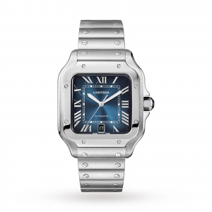 Santos de Cartier watch Large model automatic steel interchangeable metal and leather bracelets