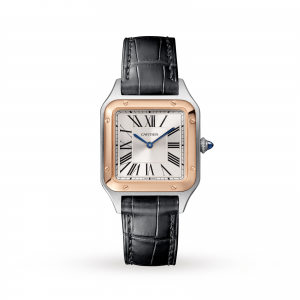 Santos-Dumont watch Small model 18K pink gold and steel leather