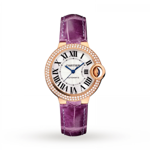 Ballon Bleu De Cartier Watch 33 mm 18K Rose Gold Diamonds Leather