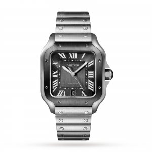 Santos de Cartier watch Large model automatic steel ADLC interchangeable metal and rubber bracelets