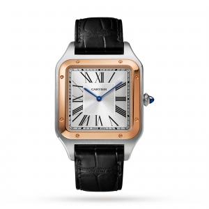Santos-Dumont watch XL model rose gold and steel leather bracelet