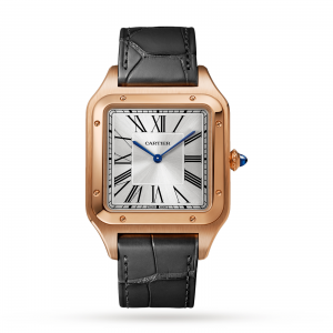Santos-Dumont watch XL model rose gold leather strap