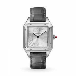 Santos-Dumont watch LIMITED EDITION Large model platinum leather strap